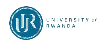 Logo for University of Rwanda - Letters U R in blue round mark with white border